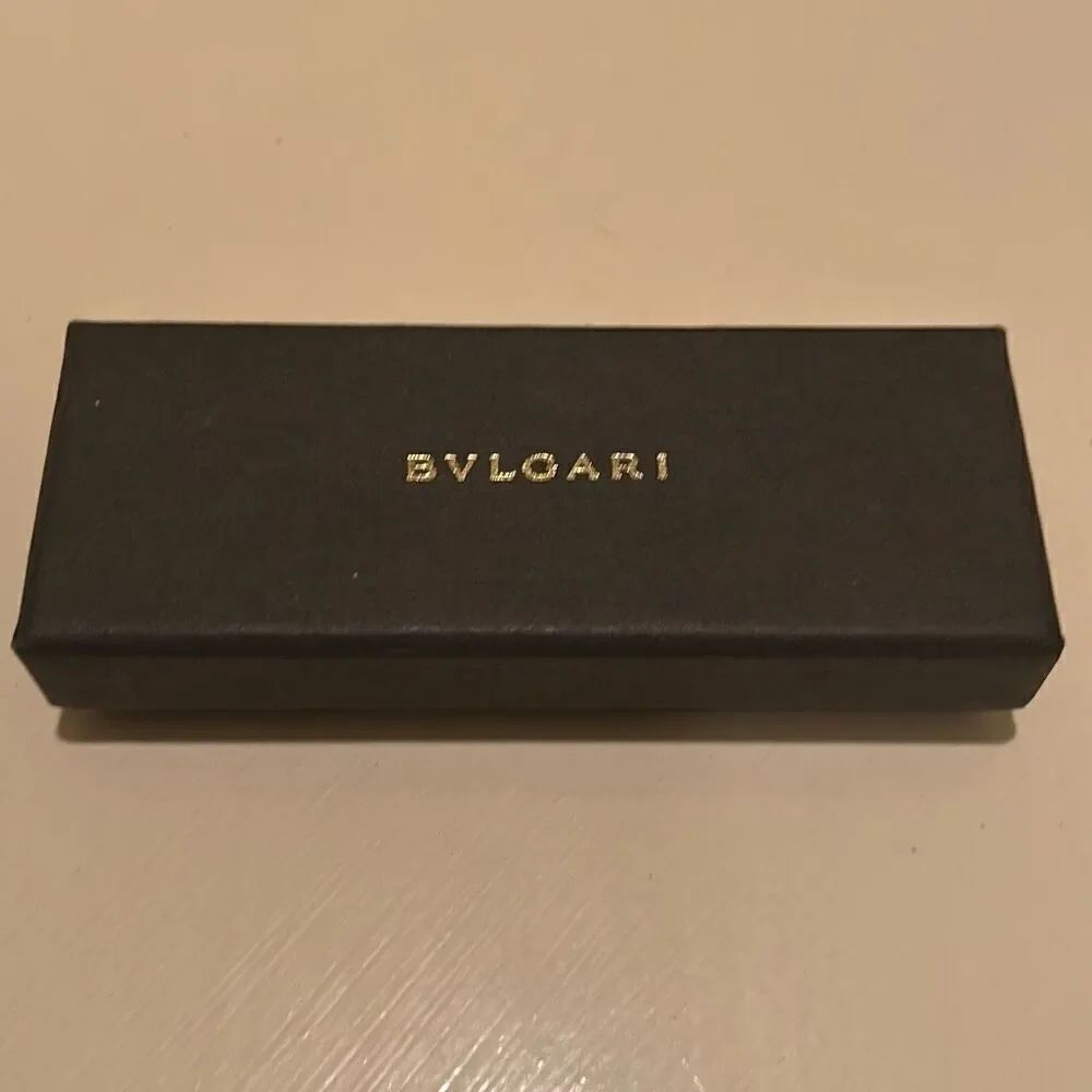 Bvlgari Rectangular Jewelry Gift Box Black Gold Embossed Logo Luxury Display